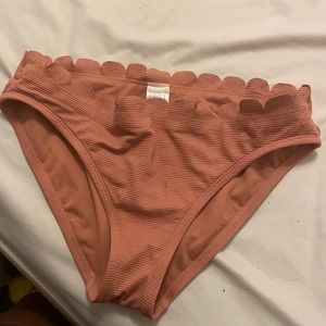 Scalloped Rose colored Bikini Bottom ( Mid-Rise)